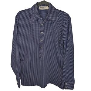 Forge LTD Vintage Blue 1/2 Button Up Wing Collar Shirt Large